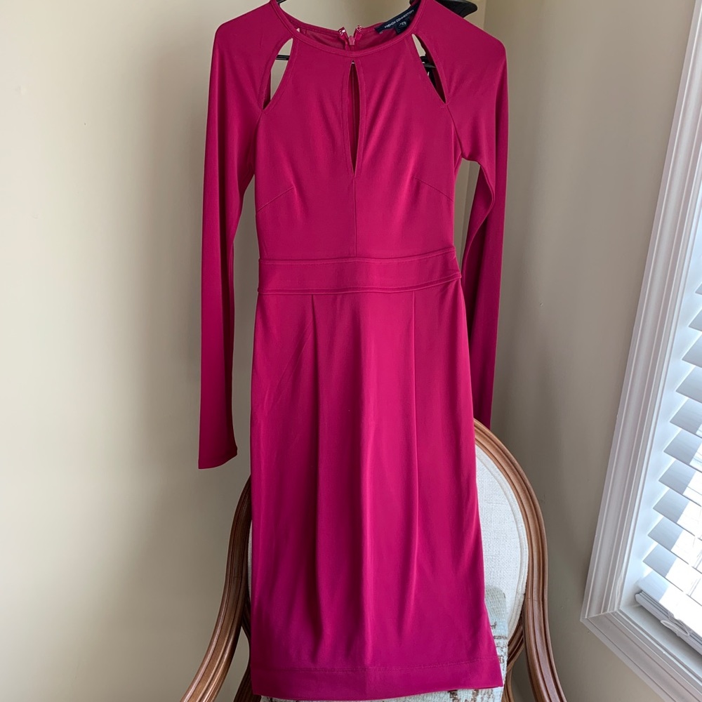 French connection long sleeve Fuchsia dress